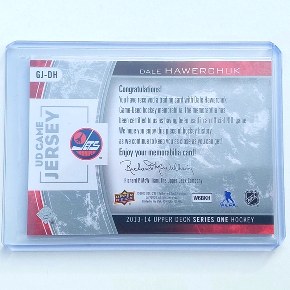 Dale Hawerchuk UD Game-Used Jersey Hockey Card Winnipeg Jets 2013/14 - Picture 2 of 2